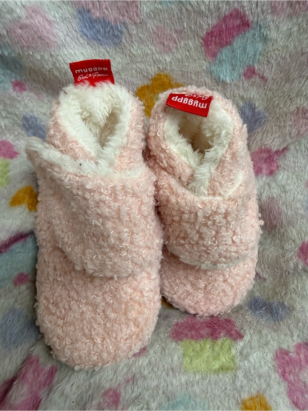 Plush Pink Baby Slippers with Cozy Fleece Lining